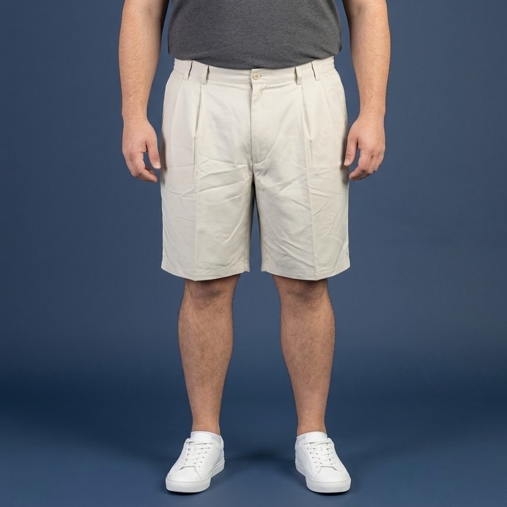 Arnold Palmer Pleated Golf Shorts Mens 38 Off White Cream Rayon Blend EUC